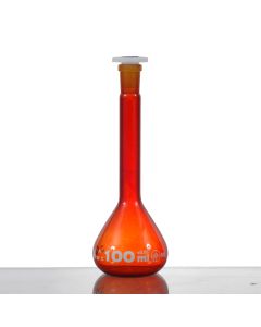 Glassco Volumetric Flask Class A, Amber, with batch certificate 500ml Borosilicate glass, Pack of 2