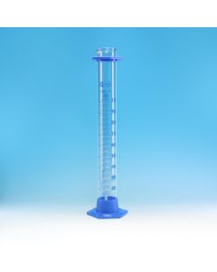 Glassco Measuring Cylinder, Class B, 250ml, Borosilicate glass, with plastic base and bumper guard, Pack of 10