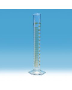 Simax Measuring Cylinder, Class B, 2000ml, Brown Graduations, Hexagonal base, Borosilicate glass