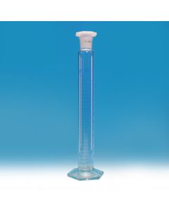 Simax Measuring Cylinder, Plastic Stoppered, 10ml, Class A, Hexagonal base, Borosilicate glass, Pack of 10
