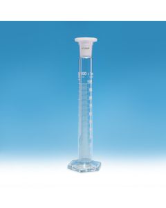 Simax Measuring Cylinder, Plastic Stoppered, 500ml, Hexagonal base, Borosilicate glass, Pack of 10