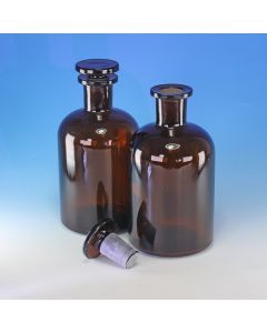 Academy Reagent Bottle, Amber, Narrow Mouth, Glass stopper, Soda-Lime glass, 1000ml, Pack of 10
