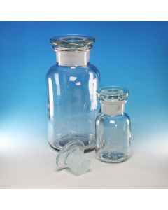 Academy Reagent Bottle, Clear, Wide Mouth, Glass stopper, Soda-Lime glass, 2000ml, Pack of 10
