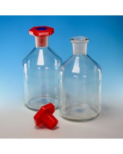Academy Reagent Bottles, Clear, Narrow Mouth, Plastic Stopper, Borosilicate glass, 50ml, Pack of 10