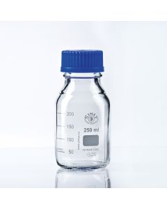 Simax Reagent Bottle, Clear, 250ml, GL45 thread with cap & pouring ring, Borosilicate 3.3 glass, Autoclavable to 140 Deg C, Pack of 10