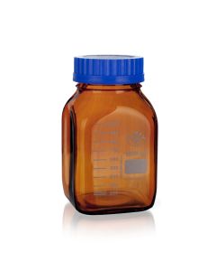 Simax Square Reagent Bottle, Amber 2000ml, GL80 thread with cap and pouring ring, Borosilicate 3.3 glass, Autoclavable to 140 Deg C, Pack of 10