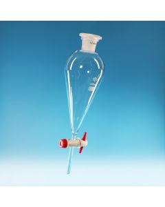 Simax Funnel Separatory, Pear shape with plastic stopper, 50ml, PTFE stopcock, Borosilicate glass, Pack of 4