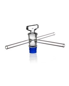 Simax Stopcock T-Bore, 6mm bore, Glass key, Borosilicate glass