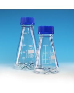 Simax Flask Erlenmeyer Baffled, with GL45 screw cap, 2000ml, Borosilicate glass, Pack of 10