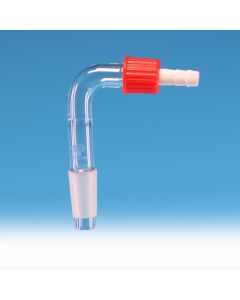 Glassco Adapter cone, Rubber tubing right angled connection, Screwthread connectors, Borosilicate glass, 10/19