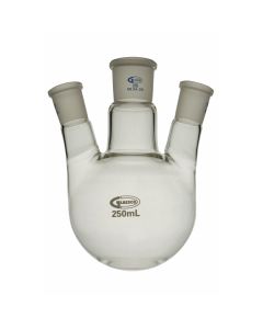 Glassco Flasks, Round bottom, Borosilicate glass, 1000ml, Three necks, Centre neck 24/29, Angled Side Necks 19/26