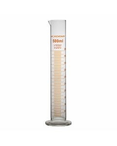 Academy Measuring Cylinder, Capacity 100ml, Round Base, Amber Graduations, Borosilicate Glass, Pack of 10