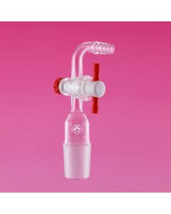 A Plus Adapter, PTFE Stopcock, 90Deg, vacuum/gas With 8mm O.D. hose connection and 1:5 PTFE stopcock with 2mm bore.