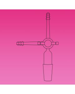 A Plus Adapter, PTFE T-Bore Stopcock 2mm Bore, 90Deg, 14/23