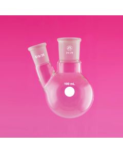 A Plus Flask, Round Bottom, 2-Neck, 50ml, Centre Socket 24/29, Angled Side Socket 24/29