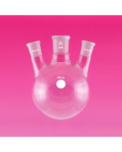 A Plus Flask, Round Bottom, 3-Neck, 50ml, Centre Socket 19/26, Angled Side Sockets 19/26