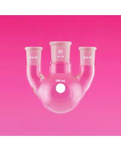 A Plus Flask, Round Bottom, 3-Neck, 100ml, Centre Socket 29/32, Parallel Side Sockets 29/32