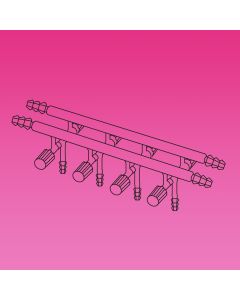 A Plus Double Manifold, 5 Ports, High Vacuum Valves 0-4mm, 550mm