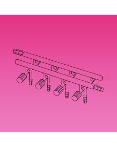 A Plus Double Manifold, 4 Ports, High Vacuum Valves 0-4mm, Front Right And Rear Left Hose Connections, 450mm