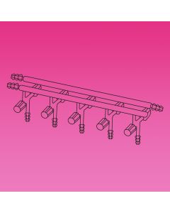 A Plus Double Manifold, 4 Ports, High Vacuum Valves 0-4mm, Front Left, Rear Left And Rear Right Hose Connections, 450mm