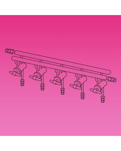 A Plus Double Manifold, 5 Ports, Hollow Glass Stopcocks, Front Right And Rear Left Hose Connections, 450mm