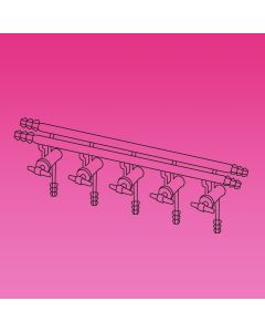 A Plus Double Manifold, 3 Ports, High Vacuum Solid Glass Stopcocks, 300mm