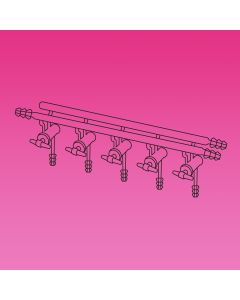 A Plus Double Manifold, 4 Ports, High Vacuum Solid Glass Stopcocks, Front Left Right And Rear Right Hose Connections, 375mm