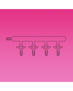 A Plus Manifold, 6 Ports, Ptfe Stopcocks 4mm Bore, Hose Connection On Left Side