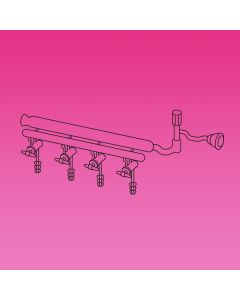 A Plus Double Manifold, 4 Ports, Hollow Glass Stopcocks, High Vacuum Valve On Spherical Joint