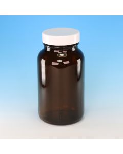 Bottle, Powder, Amber, Capacity 30ml, White Screw Cap, Thread R3/33, Soda-Lime Glass, Pack of 127