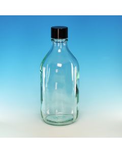 Academy Bottle, Winchester, Clear, 500ml, Complete With PC Black Cap R6/31, Pack of 24