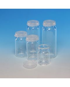 Rolled Rim Vials, With Unattached Clip On PE Closure, 14ml, 48mm X 25.5mm Dia, Pack Of 100