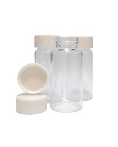 Scintillation Vial, 20ml, 57X27mm, With White Fitted Screw Cap With Foil Faced Liner, Pack Of 100