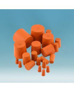 Glassco Natural Rubber Stoppers, Solid, 15x18x24mm (BxTxH), Resistant To Dilute Acid, Alkalies and Ammonia, Pack of 10