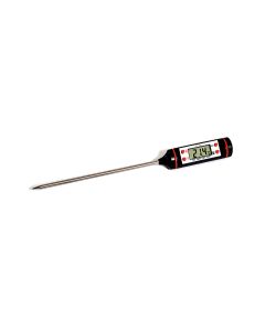 Vertical Barrel Digital Test Thermometer With Vertical Display And 120mm Stainless Steel Probe. Supplied With Pocket Case And Clip, Range -50 To +150C, Accuracy +/- 1C, Resolution 0.1C, Sampling 1 Second, Automatic Power Off After 10 Minutes