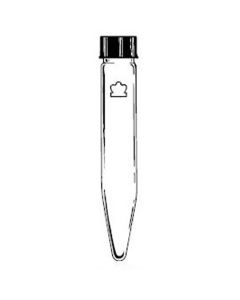 DWK Centrifuge Tube, KG-33 Borosilicate glass, Threaded, with Black Phenolic PTFE-Rubber lined Screw Cap, 15ml, 130x17mm, Pack of 12