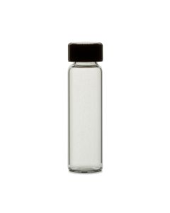 DWK 15mm X 28mm, 1/2 dram, KG-33 borosilicate Clear Glass Vials with Attached Black Phenolics Caps, rubber Liners, Pack of 200