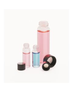 DWK 23mm x 85mm, 6 dram, KG-33 borosilicate Clear Glass Vials with Unattached Black Phenolic Caps, PTFE-faced/rubber Liners, Pack of 200