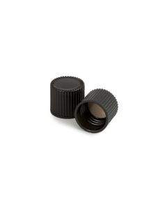 DWK Cap, Black Phenolic , With Cemented In PTFE Faced Rubber Liner, 13-415, Autoclavable, Pack of 500