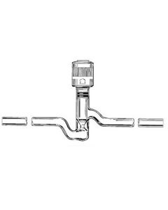 DWK Hi-Vac valve, Straight, Glass plug, With Viton tip o-ring, 0-4mm bore range, KG-33 Boroailicate glass