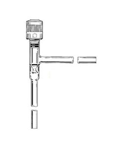 DWK Hi-Vac valve, Right angle, Glass plug, With Viton tip o-ring, 0-12mm bore range, KG-33 Boroailicate glass