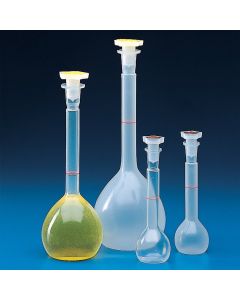 Kartell Volumetric Flasks With Cap, Capacity 50ml, Tolerance +/- 1 (ml)ml, Height 143mm, OD 46mm, NS/DIN 14/23, PP, Pack of 20