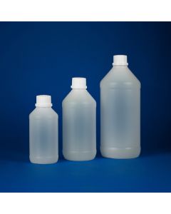 Kartell Narrow Neck Bottles With White Tamper Evident Cap, Capacity 50ml, OD 36mm, Height 84mm, Mouth OD 17.5mm, Thread 22/410, HDPE, Pack of 100