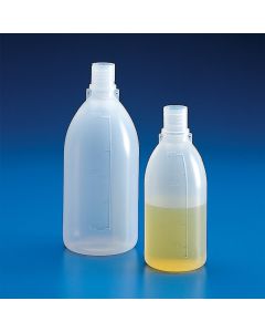 Kartell Bottles, Narrow Neck Without Cap, Graduated, 1000Ml, Pe, Capacity 1000ml, Graduation 100ml, OD 95mm, Height 222mm, Mouth 23mm, DIN Standard GL32, PE, Pack of 20
