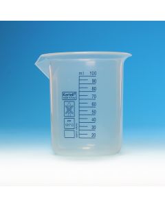 Kartell Blue Graduated Beakers Low Form Class B, Capacity 50ml, Subdivision 2ml, Tolerance +/- 10percentml, OD 41mm, Height 60mm, PP, Pack of 20