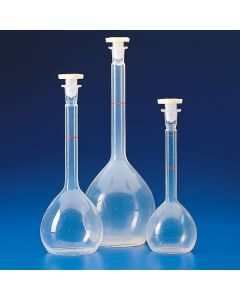 Kartell Volumetric Flasks With Cap, Capacity 1000ml, Tolerance +/- 10 (ml)ml, Height 325mm, OD 120mm, NS/DIN 19/26, Material PMP (TPX), Pack of 5
