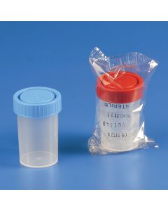 Kartell Urine Cups With Screw Cap, Indiv. wrap. sterile, Capacity 60ml, OD 38mm, Height 65mm, Version sterilized, PP