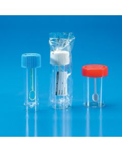 Kartell Screw Cap Container, With spoon, Capacity 30ml, OD 25mm, Height 92mm, Cap white cap-white spoon, Version unsterilized, Material PS With PE Screw Cap