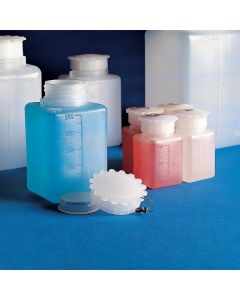 Kartell Graduated Square Bottles Wide Neck Series 600, Capacity 1000ml, Graduation 100ml, Dimension 80x103x176mm, Mouth 58mm, Material PE (Body) PP (Cap), Pack of 80
