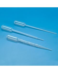 Kartell Pasteur Pipette, Length 150mm, Stem 7.8mm, Drops/ml 21ml, Bulb Draw 3.5ml, Graduation 3ml, Graduation Intvl. 0.5ml, Pkg. pcs. 500, PE, Pack of 10